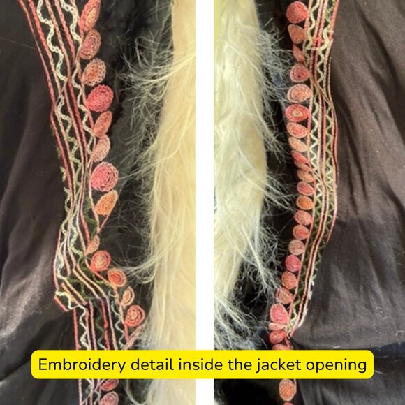 NEW Jennafer Grace Penny Lane Deluxe Velvet Embroidered Faux Fur Boho Coat XL - Picture 9 of 11